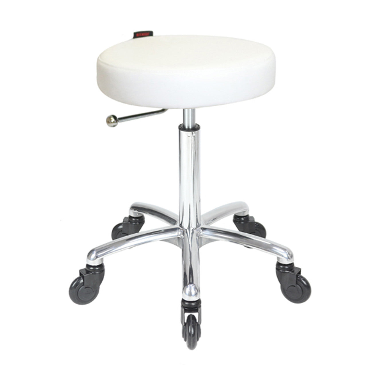 Turbo Stool White - Chrome Base - Click'n Clean Castor Wheels