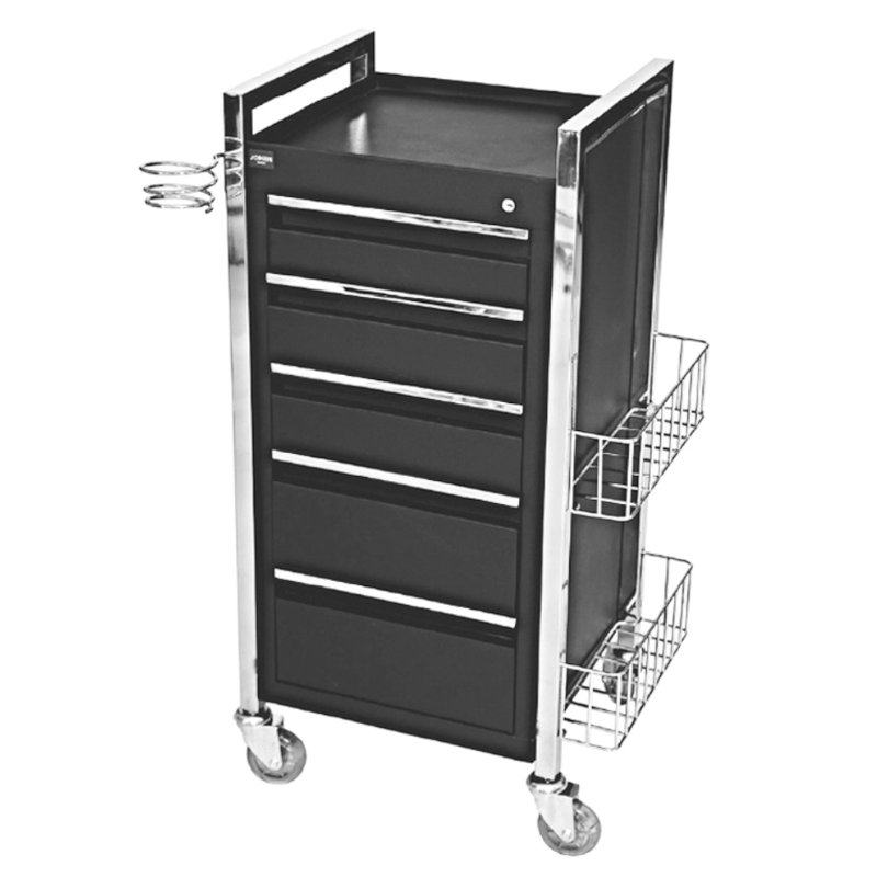Twilight 5 Drawer Hairdressing Beauty Trolley - Chrome Frame