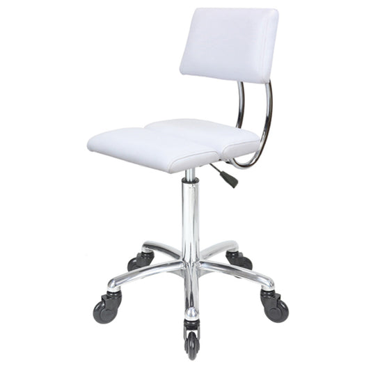 Dove Stool White- Chrome Base - Click'n Clean Castor Wheels