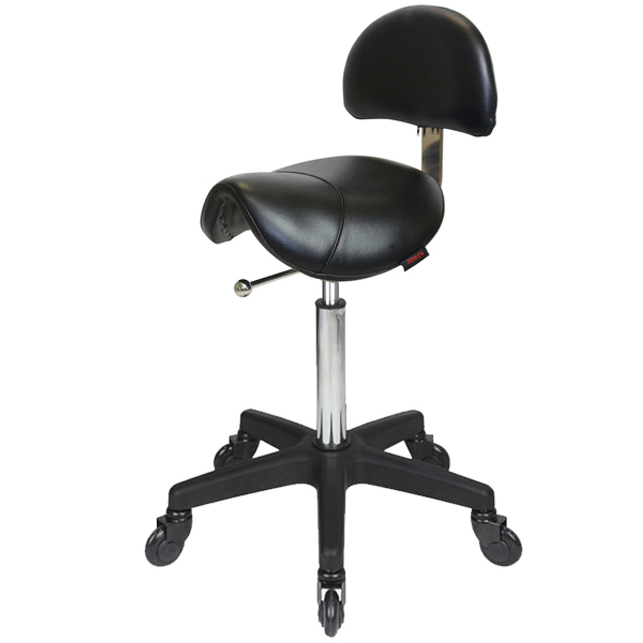 Saddle Stool with Back Black - Black Base - Click'n Clean Castor Wheel ...