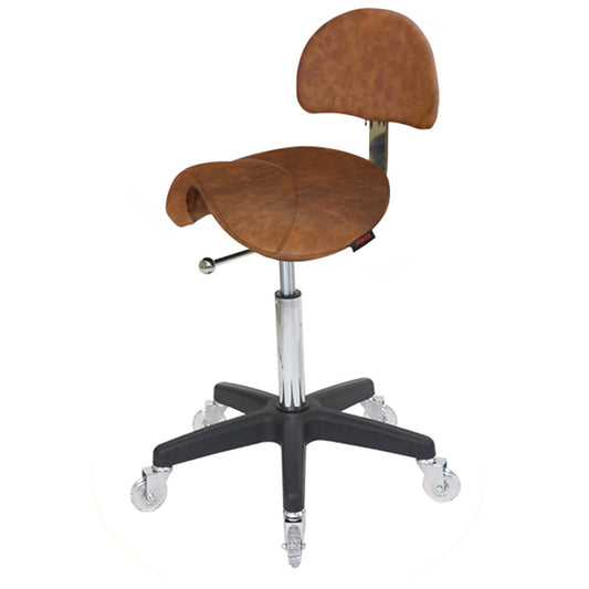 Saddle Stool with Back Tan- Black Base