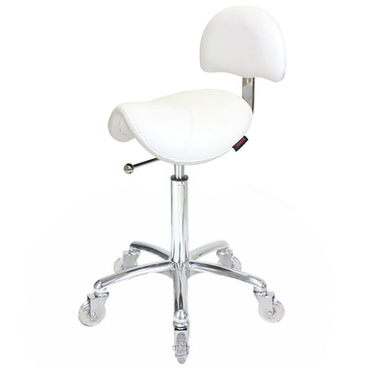 Saddle with Back White - Chrome Base