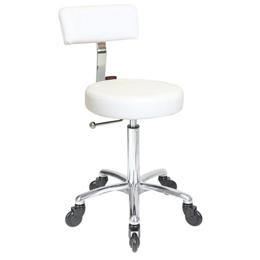 Sprint Stool White- Chrome Base - Click'n Clean Castor Wheels