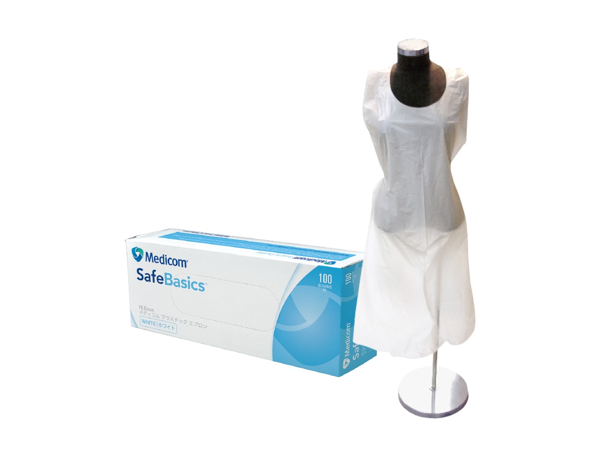 SafeBasics Disposable Plastic Apron - White - LuxeMED