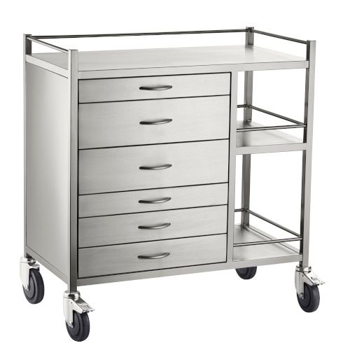 Anaesthetic Trolley - Stainless Steel (Six Drawer) - LuxeMED