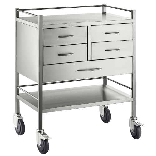 Resuscitation Trolley - Stainless Steel Trolley (Five Drawer) - LuxeMED