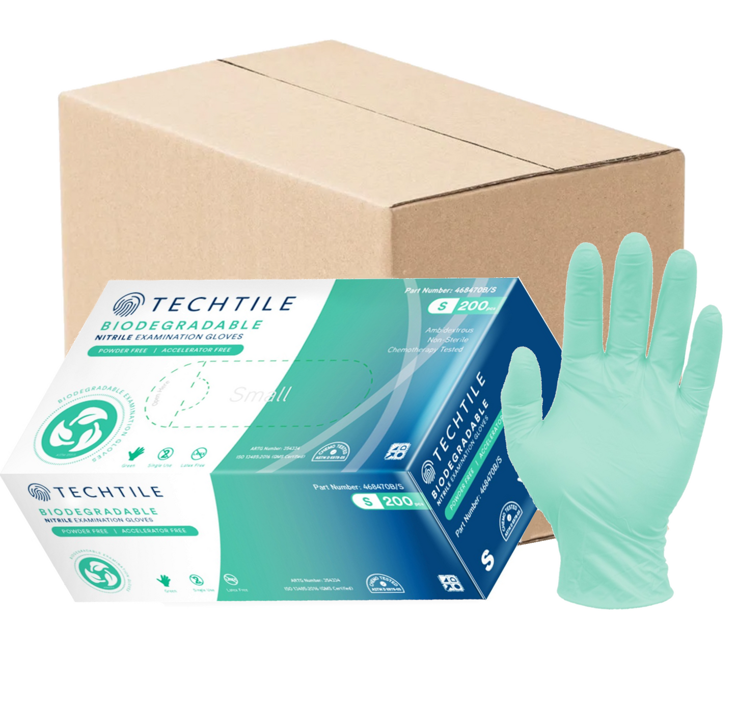 Techtile Examination Nitrile Blue Powder Free - Biodegradable